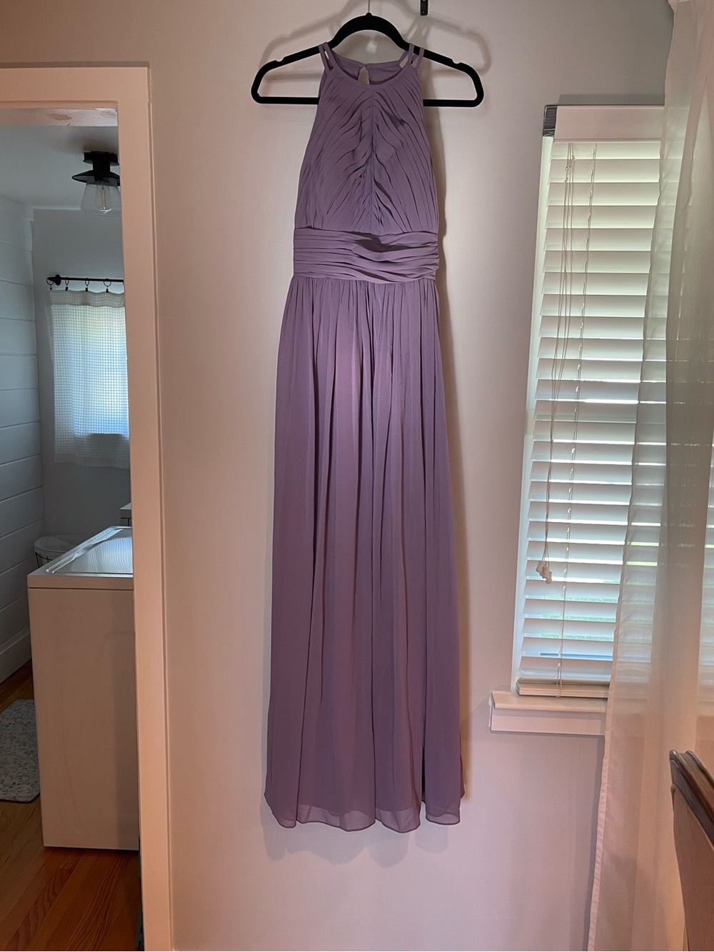 Bill Levkoff Lavender Halter Chiffon Maxi Dress
